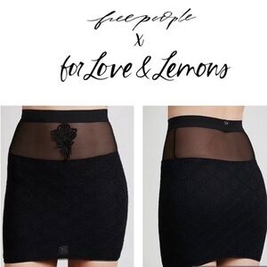 RARE Free People x For Love & Lemons Black Mesh Skivvies Mini Skirt